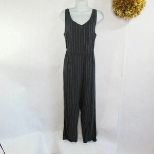 Annabelle Black and White Pinstripe Women's Linen Blend Jumpsuit Size Small